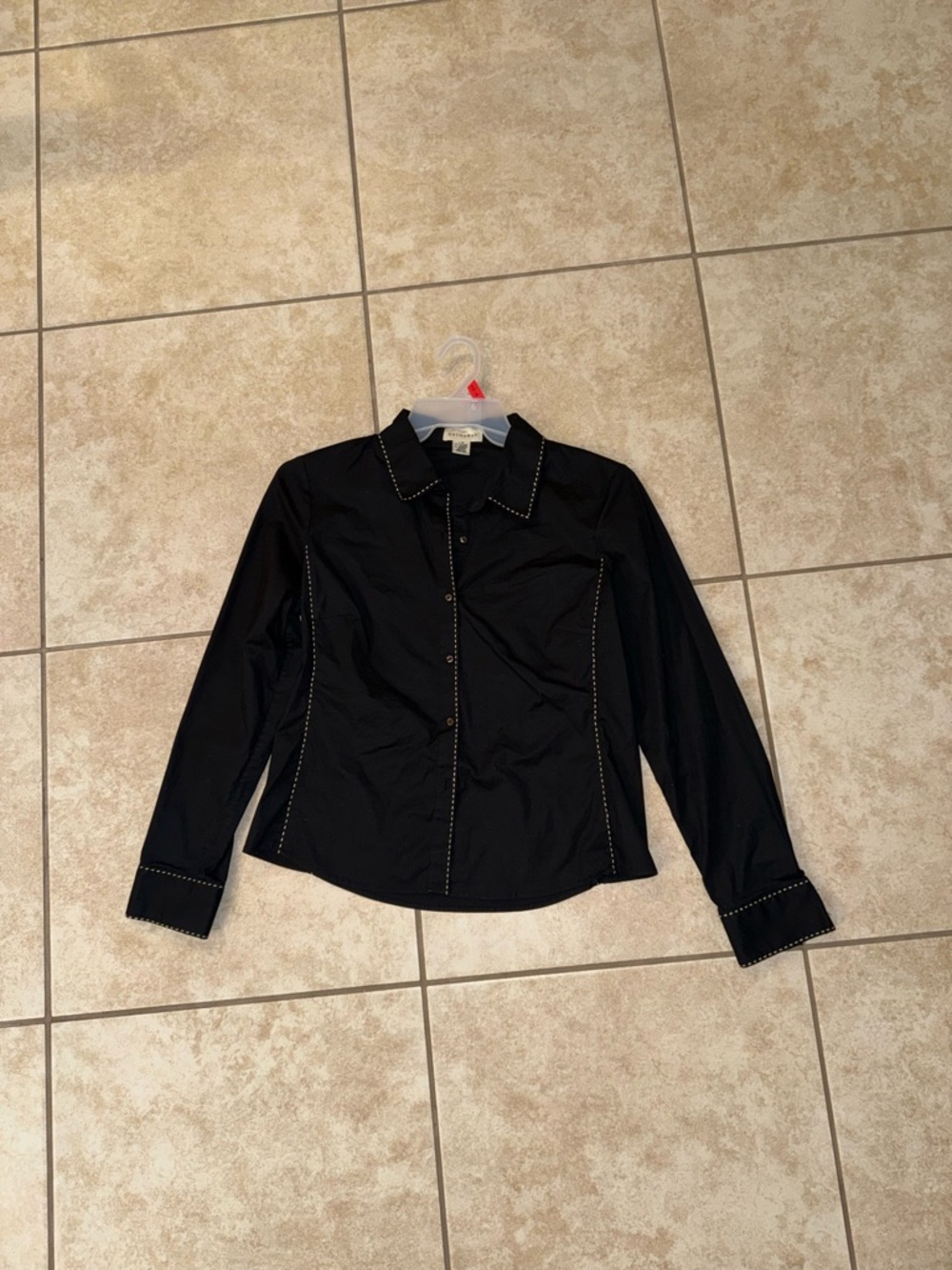 Lady Hathaway Vintage OG Stitched Trim Button Down Long Sleeve Shirt